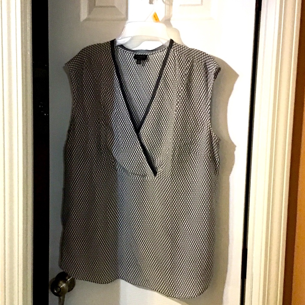 Talbots Black and White Sleeveless Blouse
